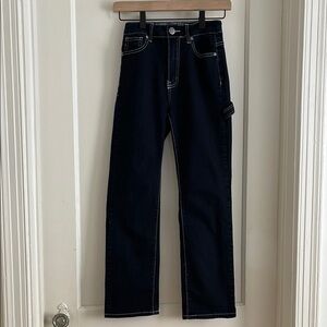 VIP Jeans Contrast Stitch Straight Leg Black Carpenter Denim with Hammer Loop